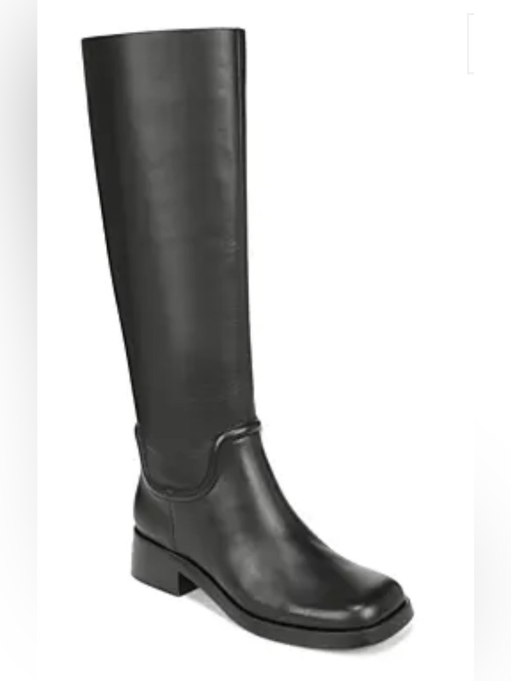 VINCE Dani Square Toe Block Heel Tall Boot Leather Black 7.5 MSRP $595 NWOB